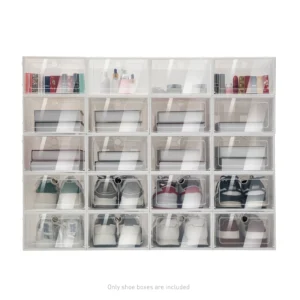 Stackable Clear Shoe Storage Boxes Set (20/24 PCS, Foldable)