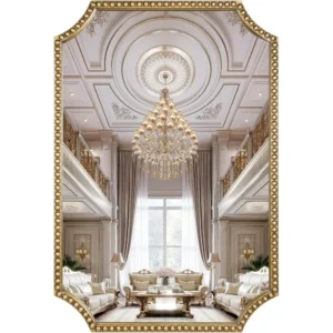 24"x36" Scalloped Decorative Wall Mirror with Metal Beaded Accent