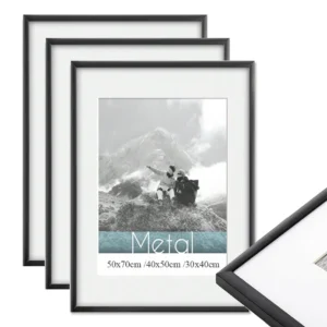 3-Piece Aluminum Photo Frame Set (30x40 & 50x70 cm) with Mat
