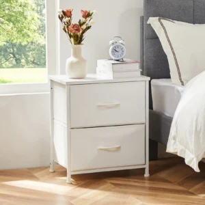 JHK Nightstand with 2 Fabric Drawers Storage Cabinet 🛏️