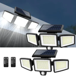 3-Head Solar Motion Sensor Security Light – Outdoor Waterproof, 200+ LEDs 💡