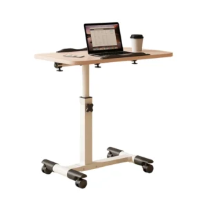 Adjustable Overbed Table with Tilting Desktop & Wheels
