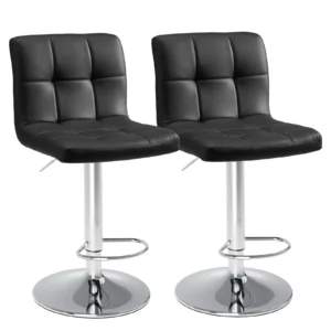 JHK PU Leather Bar Stools Set of 2 with Backrest (Adjustable Height) 🪑