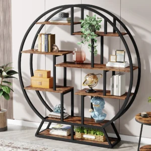Tribesigns Round Etagere Bookcase, 63-Inch