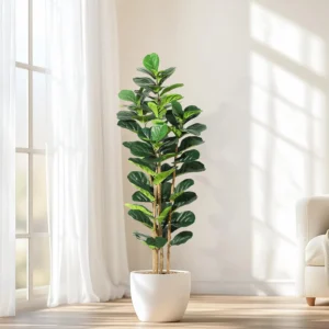 Artificial Fiddle Leaf Fig Tree (5–7 ft) – Faux Indoor Plant with Pot