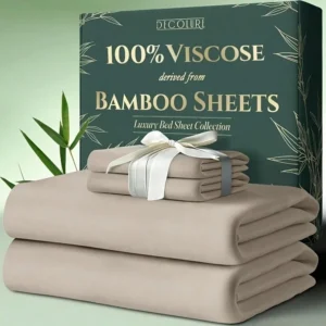 4-Piece Bamboo Viscose Cooling Bed Sheet Set with Deep Pockets