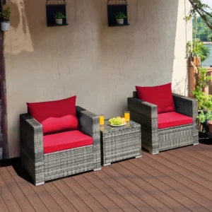 3-Piece Patio Rattan Bistro Set