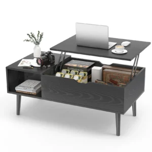JHK Lift Top Coffee Table with Storage Shelf, Adjustable Wood Table