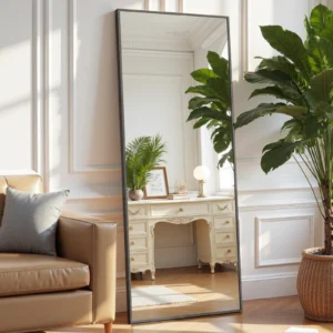 JHK Arched Full-Length Floor Mirror, 68" x 26", Aluminum Frame